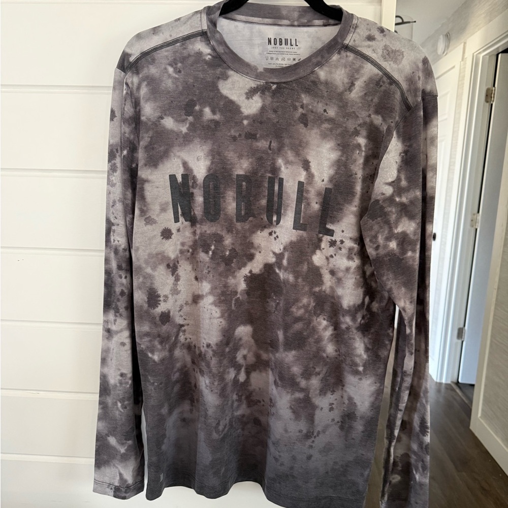 NOBULL Long Sleeve Tie-Dye Performance Shirt - Gray